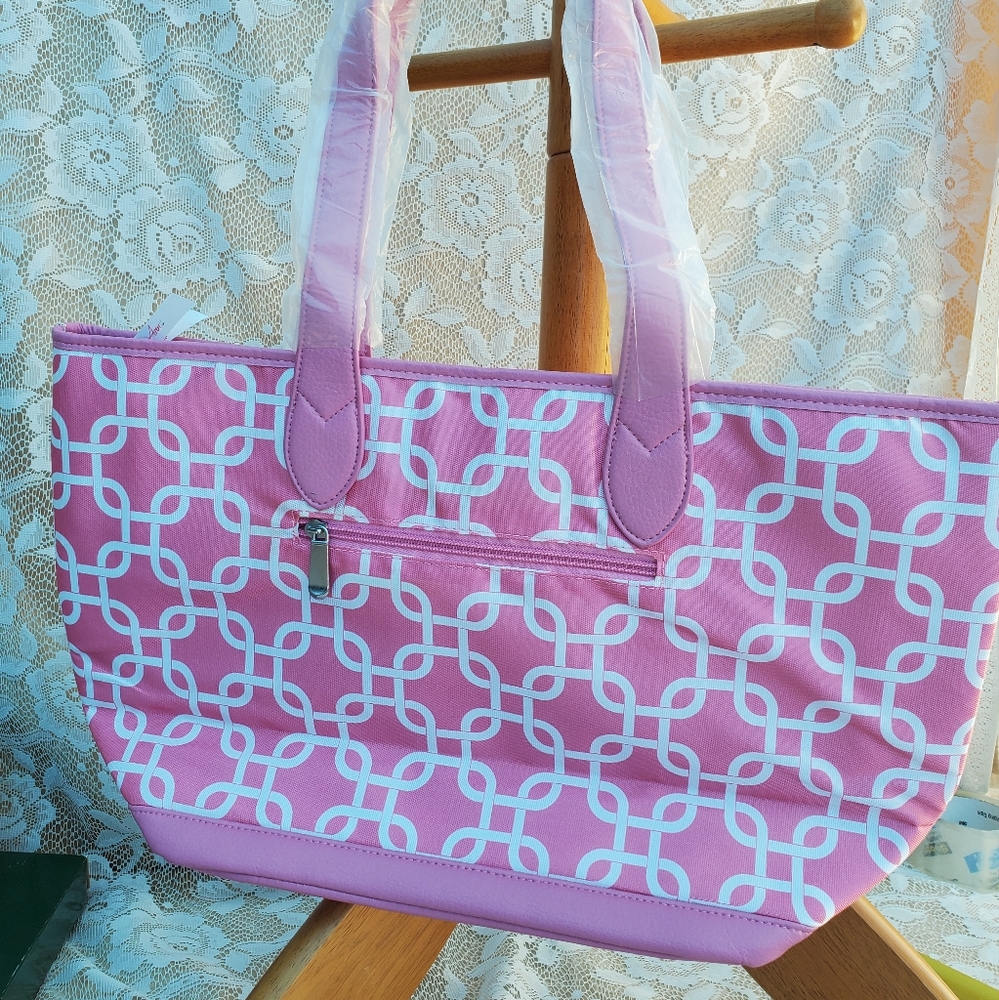 Pink Tote bag Home Interiors Penelope Ann NEW reinforced handles, wipes clean